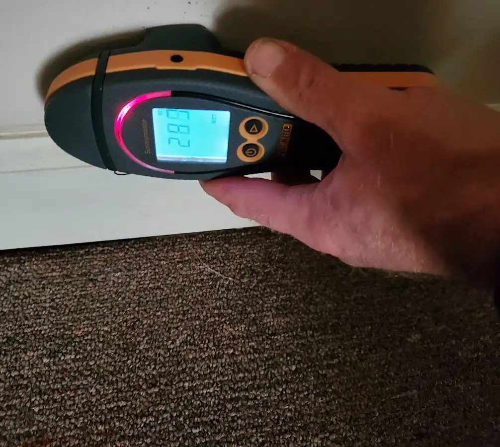 Moisture detection at baseboard during Sewage Cleanup & Sanitation in Highland Lakes